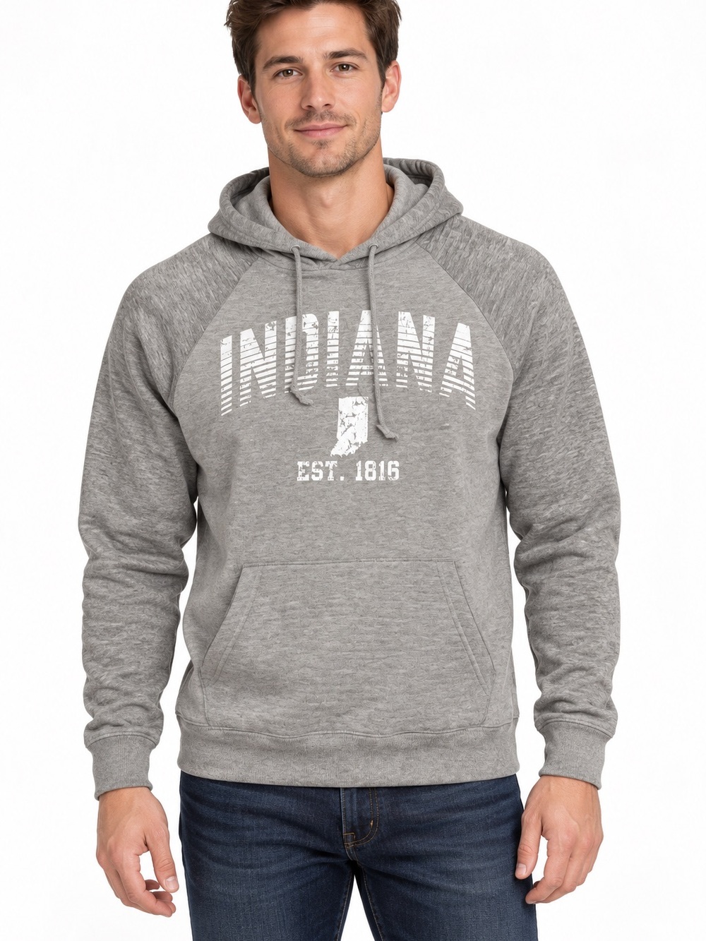 NWT Basix of America Indiana Est. 1816 Unisex Gray Pullover Hoodie – Size S
